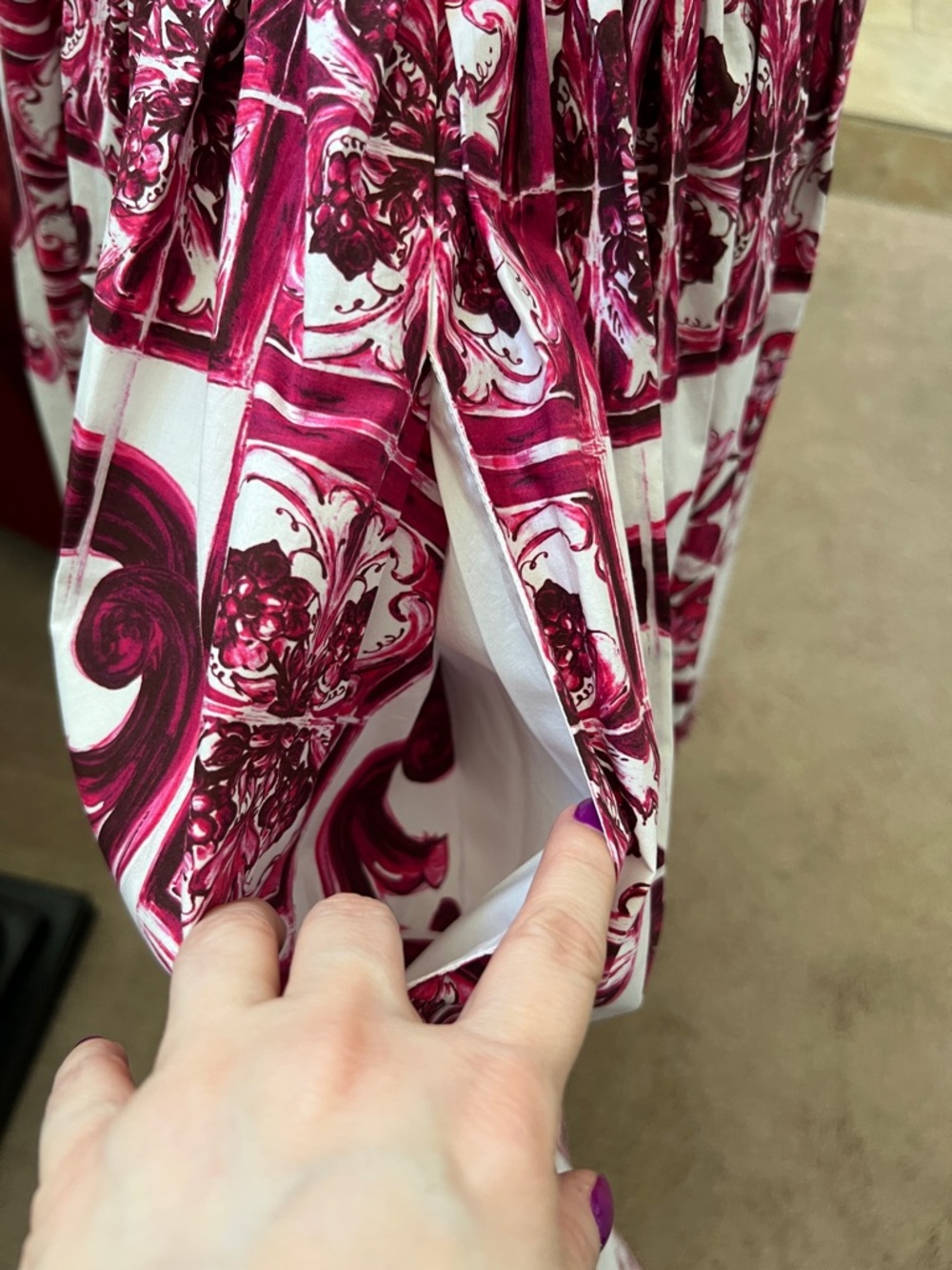 Dolce & Gabbana Pink and White Maiolica Print Dress - Picture 6 of 12